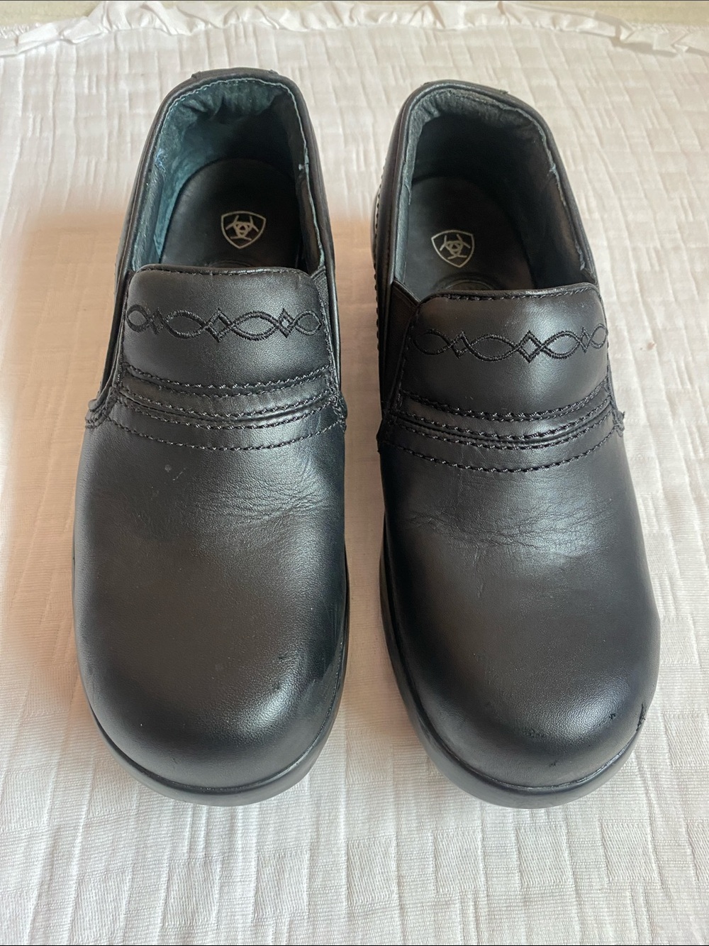 ARIAT Black Leather Steel Toe Slip-On Professional Work Loafers